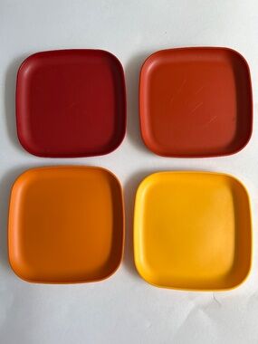 Tupperware Luncheon Plates Vintage 8" Square 70s 80s 4 Colours